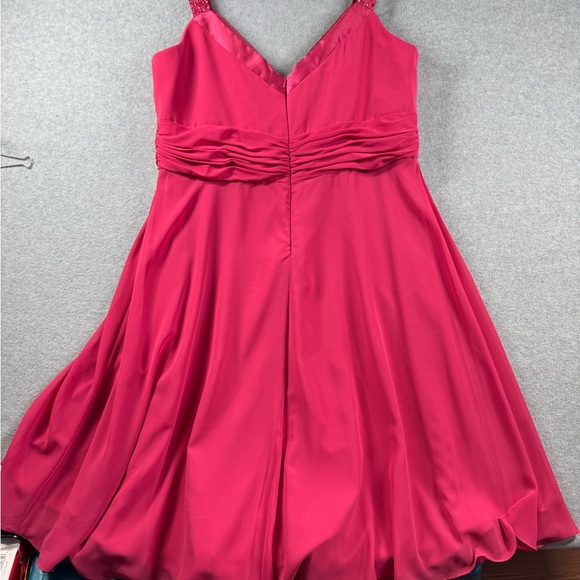 David's Bridal Pink Chiffon Dress with Beaded Straps Satin V-Neck Fully Lined 18 - Picture 4 of 13